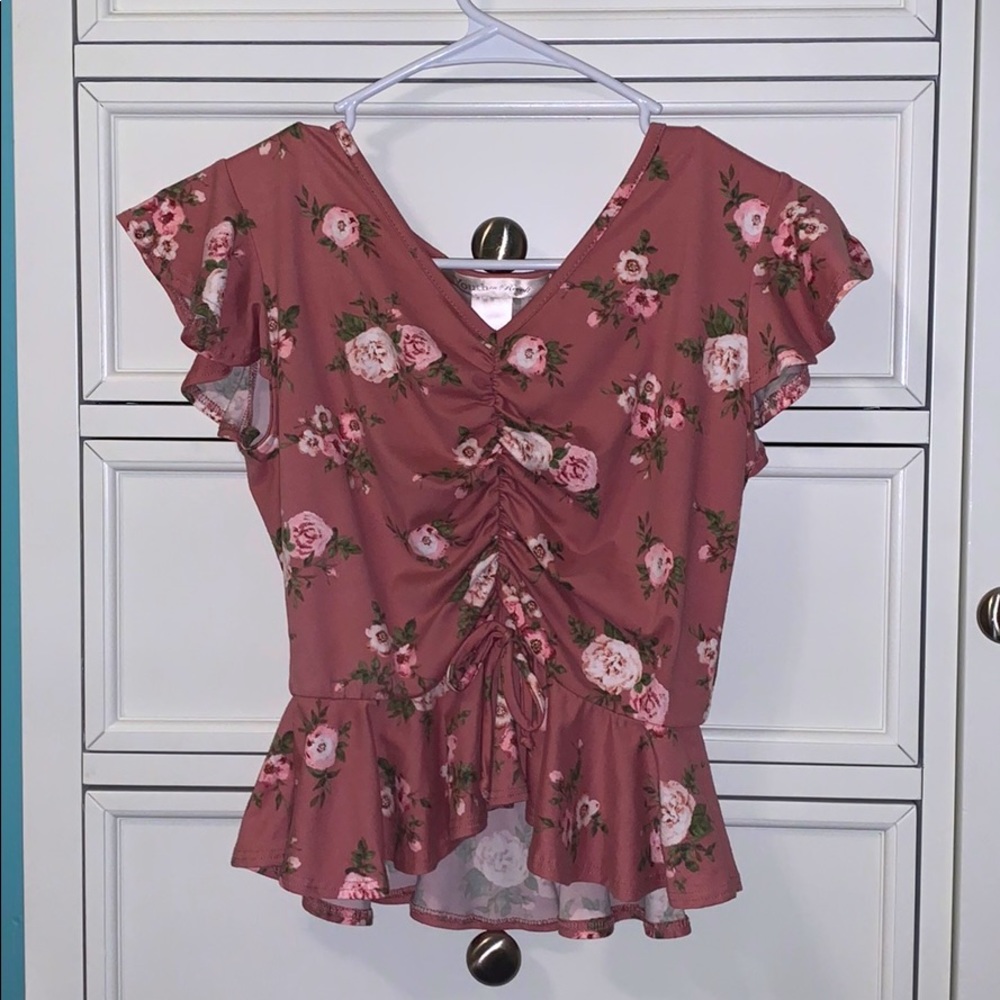 dusty rose ruched top